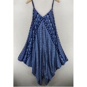 Tommy Bahama Blue Print Handkerchief Hem Rayon Dress Womens S/M Beach Cruise